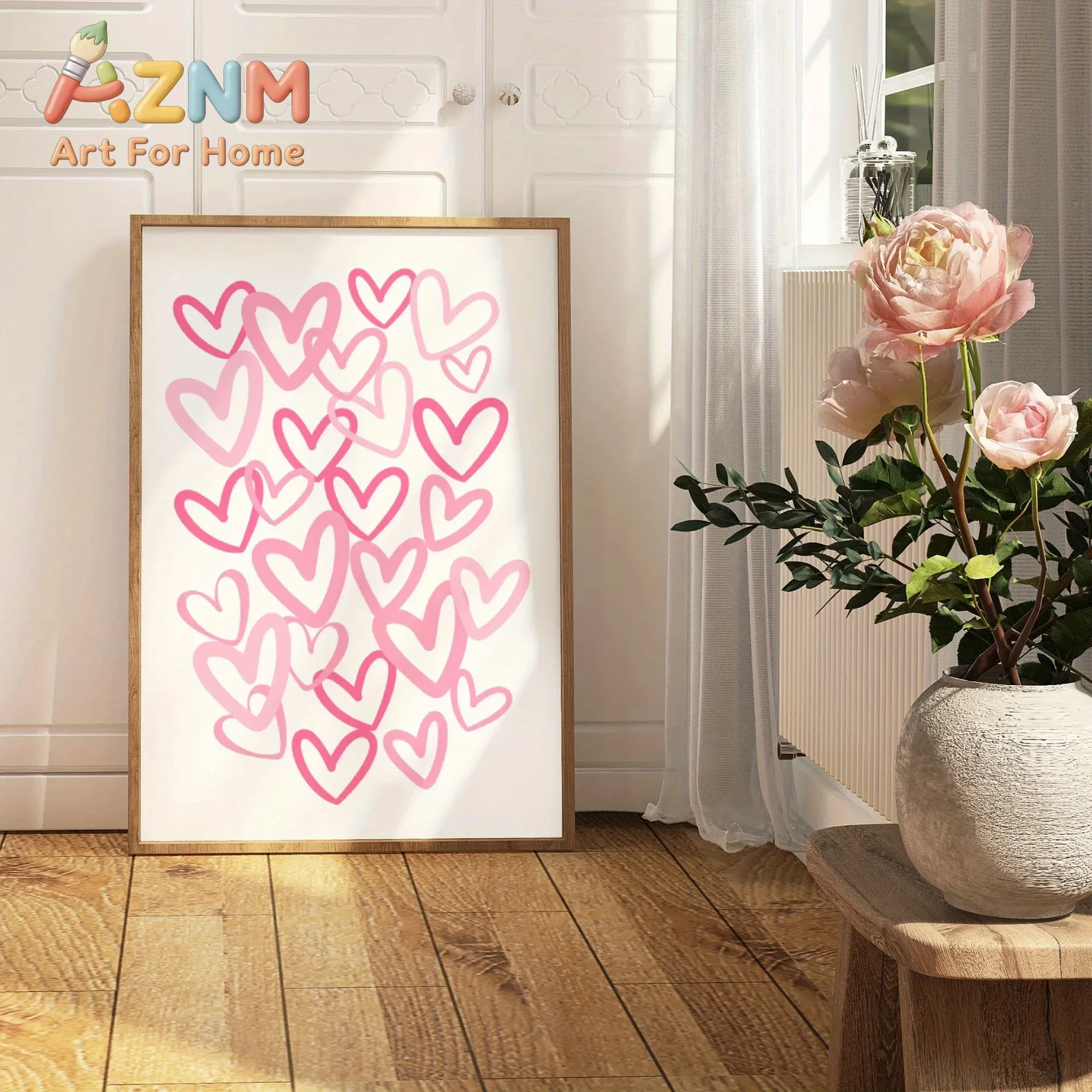 Chic Pink Love Hearts Canvas A - Home Office Room Inspiration recension och pris