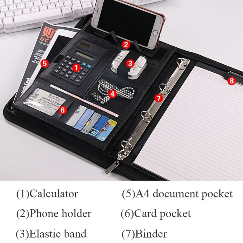 1Pc A4 PU Leather Zipper File  - Document Scanner Portable recension och pris